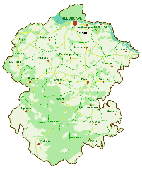Чувашия столица карта