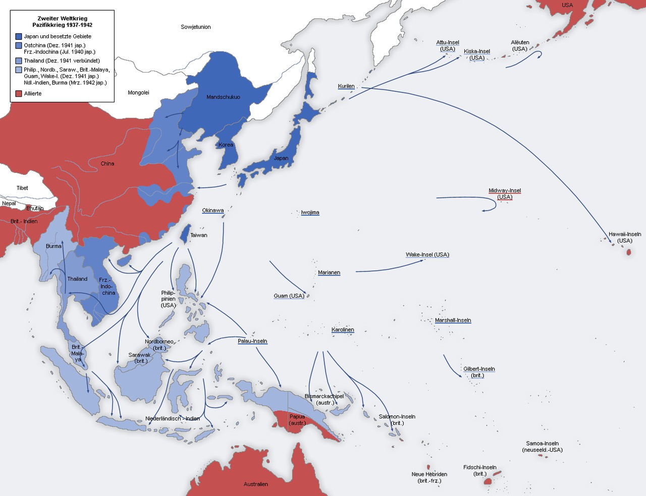 Карта боевых действий на тихом океане 1941 1945